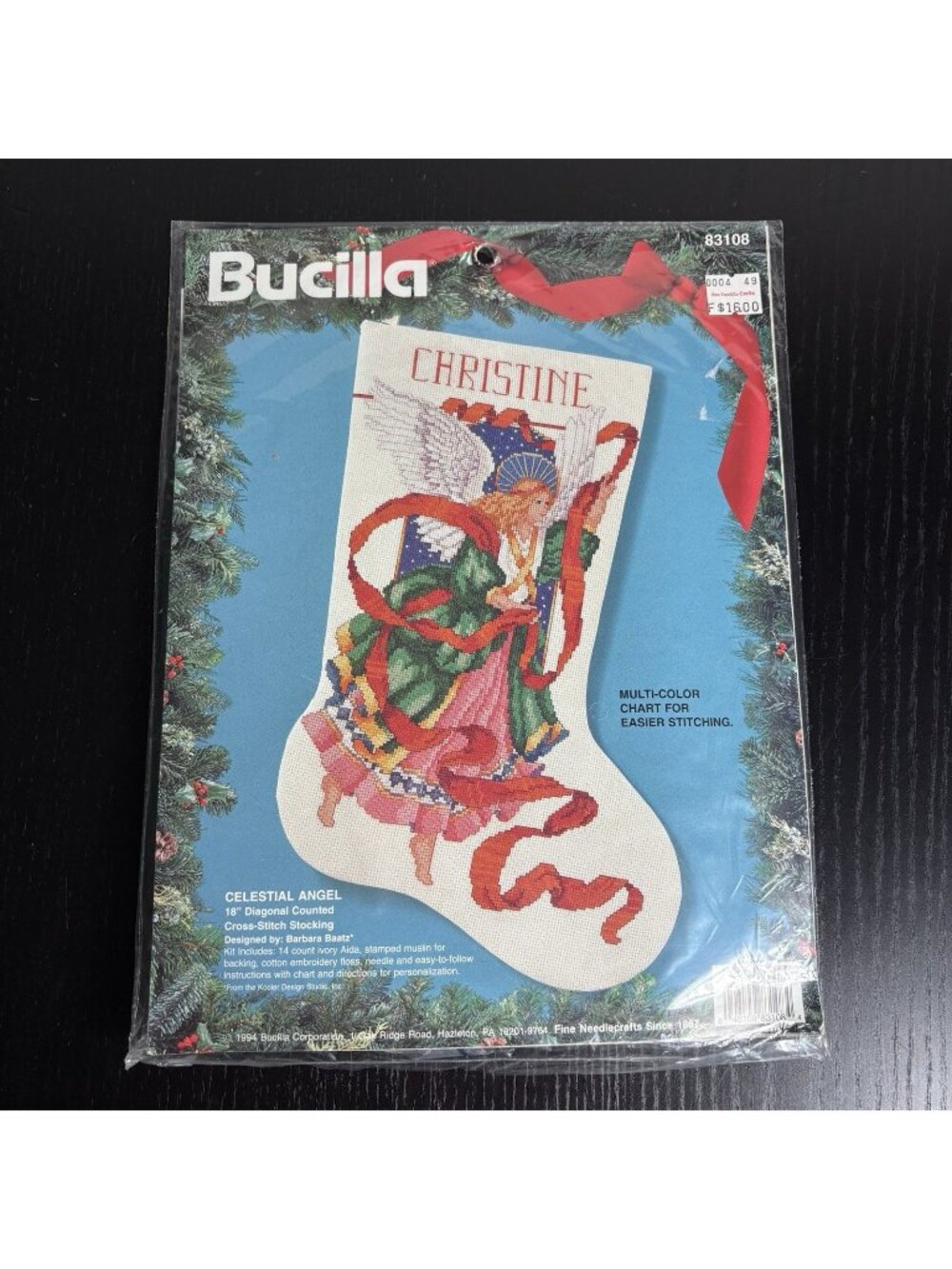 Vintage BUCILLA Celestial Angel Cross Stitch Christmas Stocking Kit 83108 NEW